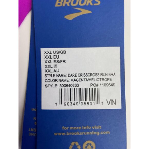 Brooks XXL Run Dare Criss Cross Magenta Heliotrope Print Sports Bra Chafe Free - Picture 4 of 10